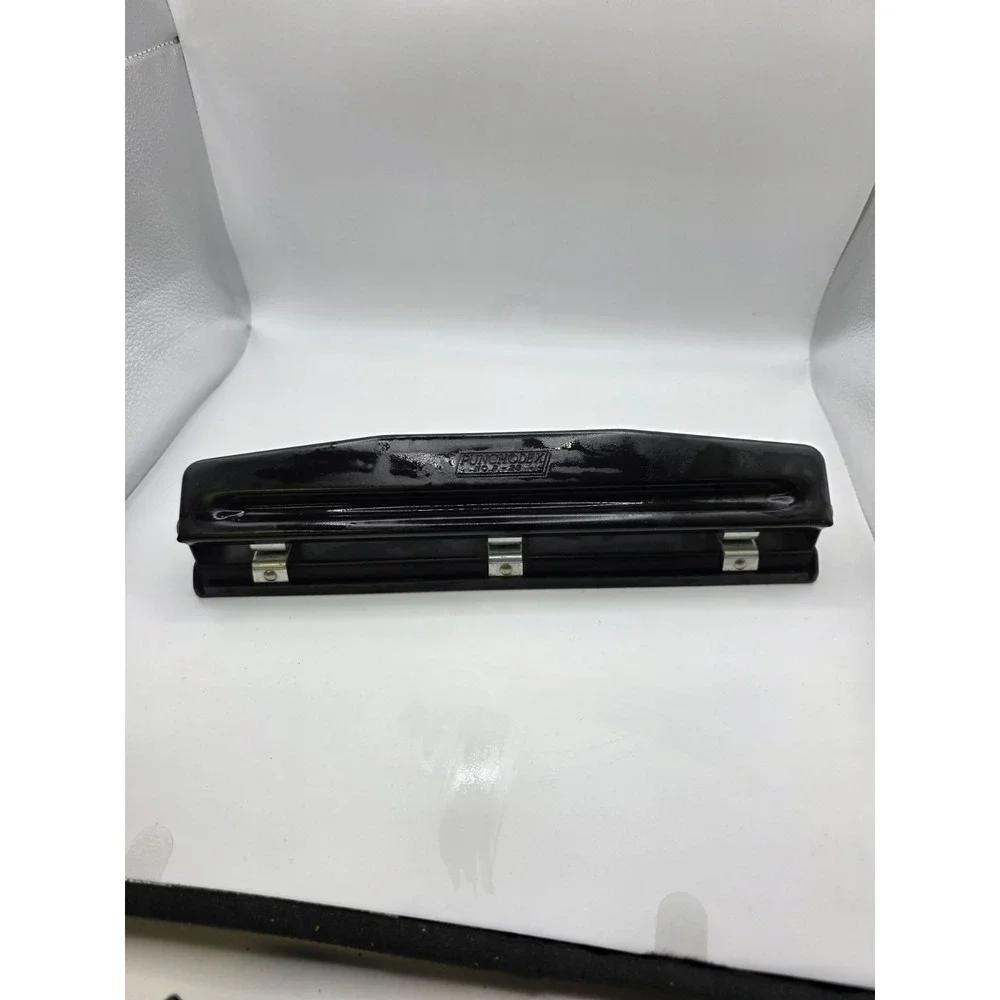 VTG Punchodex Black Rolodex 3 Hole Paper Punch Home Office‎ Desk Tool WORKS